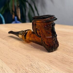 Vintage Avon Amber Glass Pipe Bottle